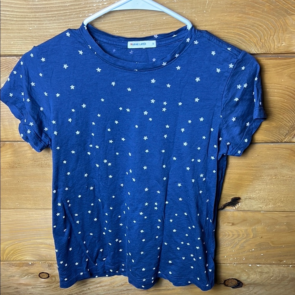 Marine Layer Navy Blue Star Print Short Sleeve Tee